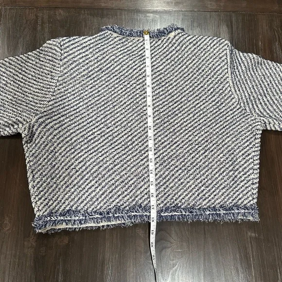 J.Crew Collection Textured Cotton Lady Jacket | NWT | M | Navy White | Fringe - Picture 9 of 15